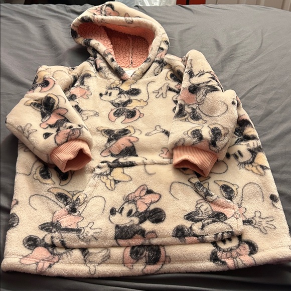 Disney Minnie Mouse Toddler Girl Oversized Fleece Hoodie - Pink and Cream - Picture 6 of 6